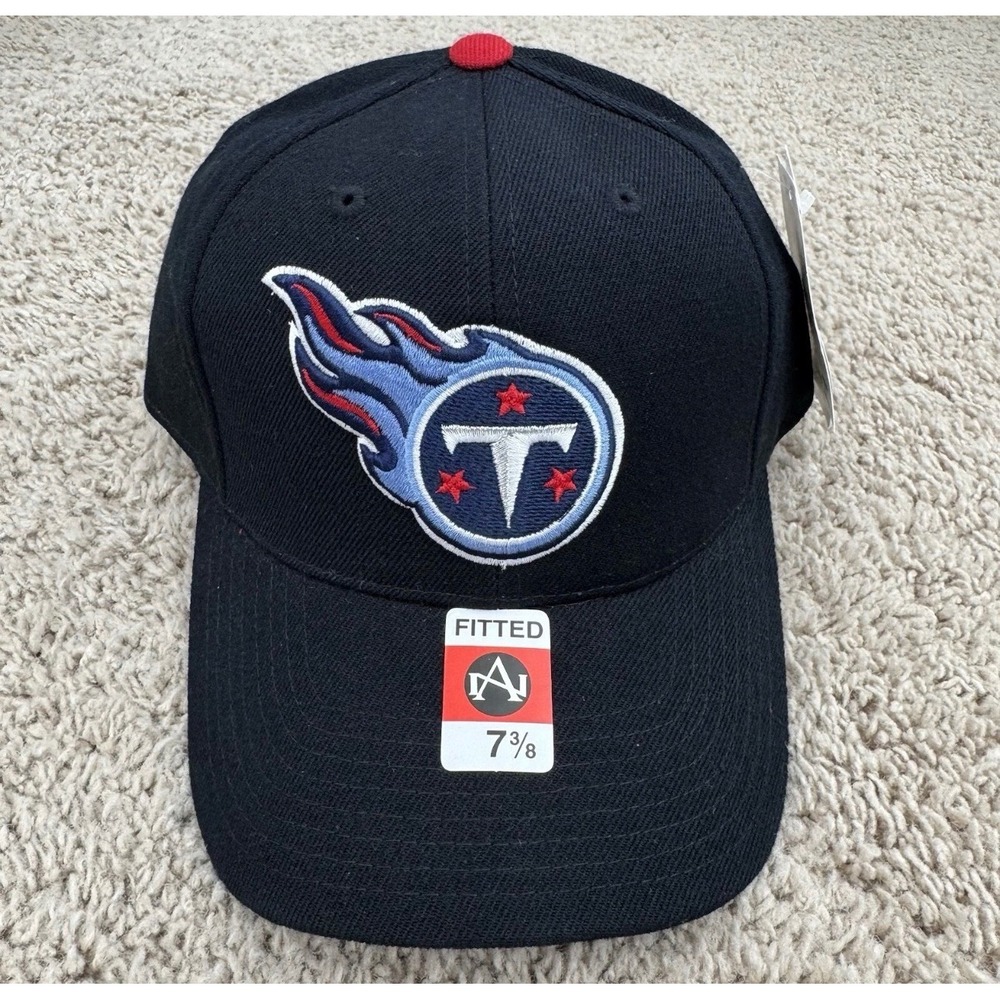 Tennessee Titans Hat Fitted 7 3/8 Annco Black Red Underbrim NFL‎ Cap NEW NOS